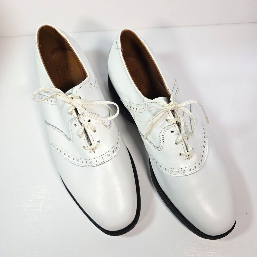 Allen Edmonds Linwood Golf Shoes Men's 9D White Leather USA EUC Original Golf